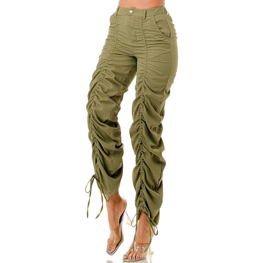 NEW LOVE HIGHLIGHT ruched pants - plus in olive